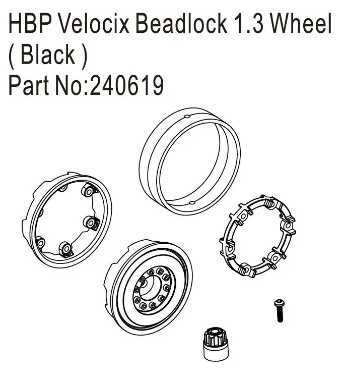 Hobby Plus CR18P DKR4 Wheel Set, Black (HBP240619)