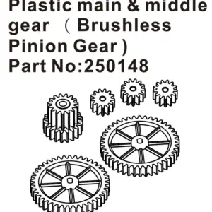 Hobby Plus Plastic main & middle gear (BL Pinion Gear ) (HBP250148)