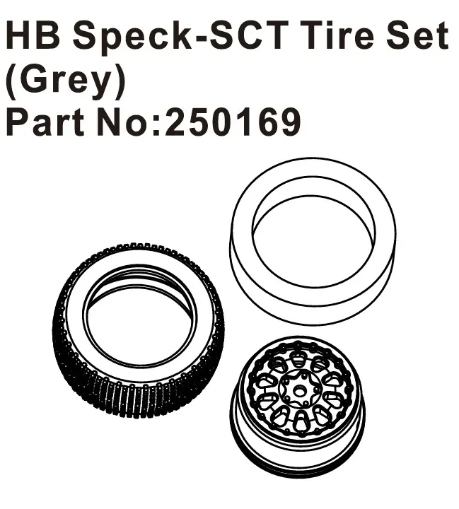 Hobby Plus HB Speck-SCT Tire Set ( Grey ) (HBP250169)